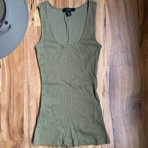 Express Olive Green Gold Shimmer Tank Top